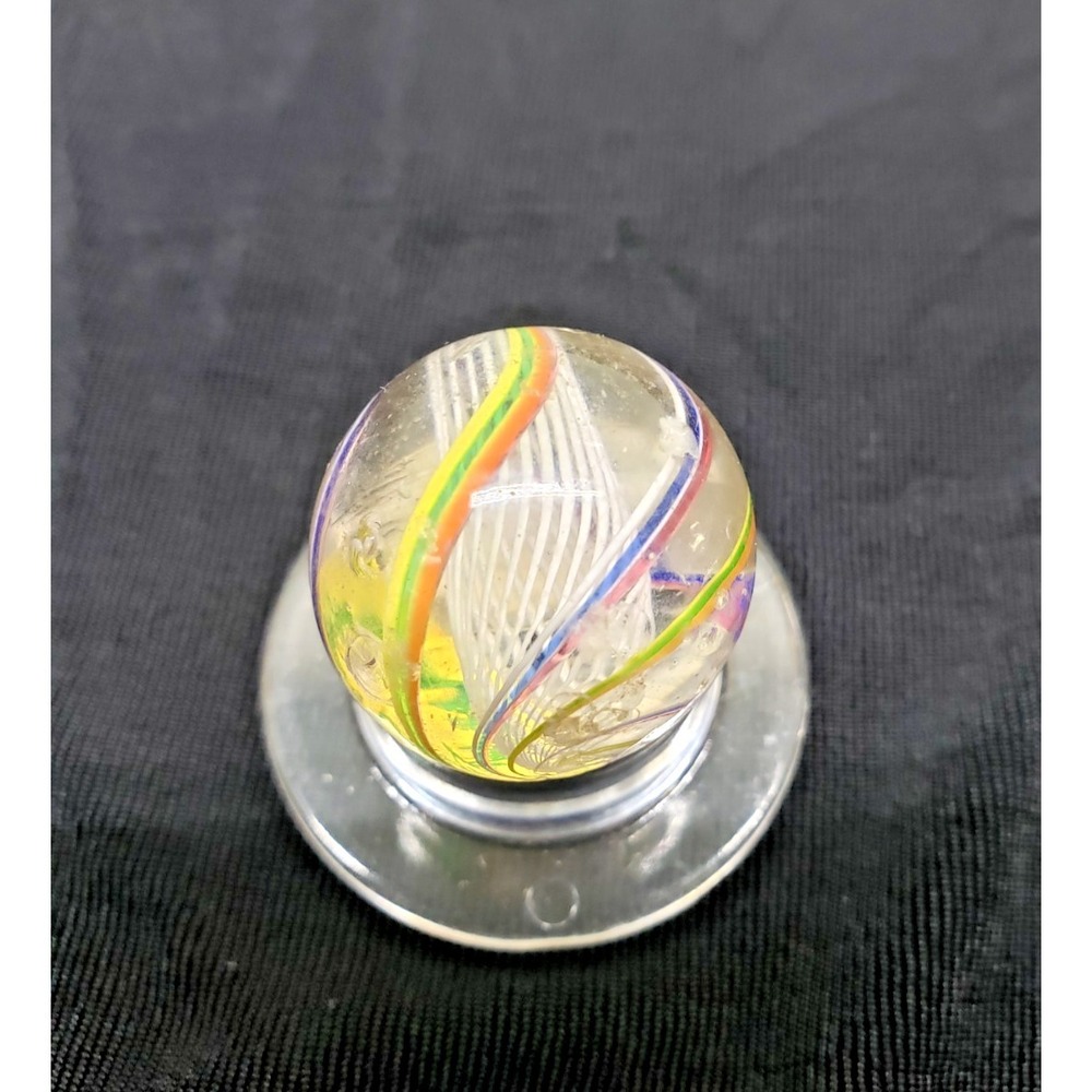 1880s Vintage Original Handmade Latticinio Swirls 1" Glass Marble Germany #120